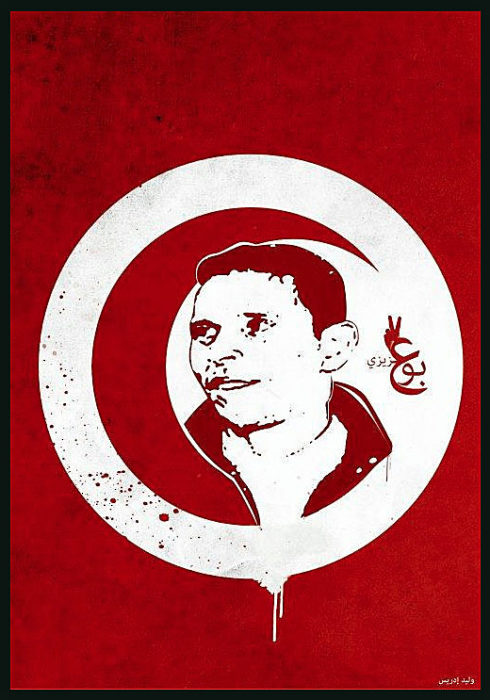 Une affiche représentant Mohamed Bouazizi.